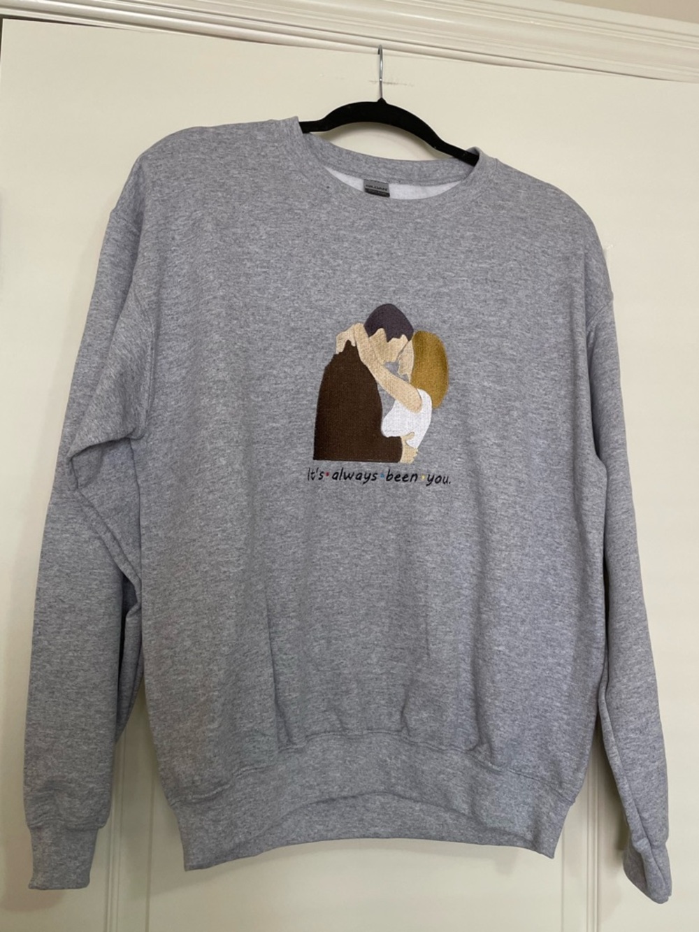 Friends Theme Ross and Rachel Embroidered Pullover Sweatshirt